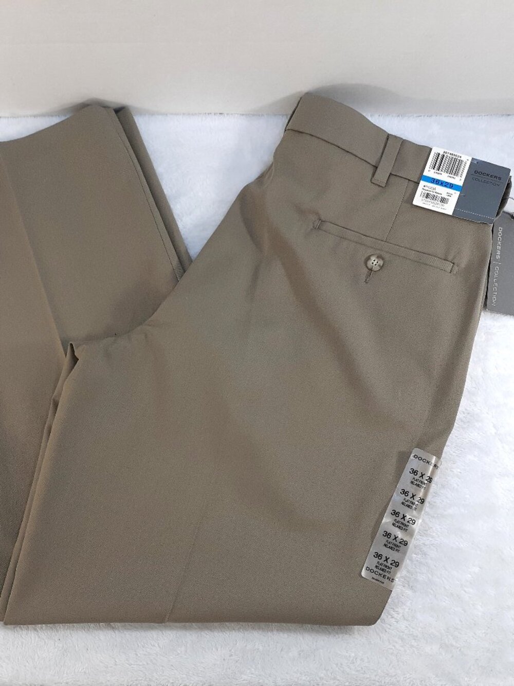 Dockers Collection Pants Mens 36x29 Brown Flat Front Hidden Pocket Relaxed NWT